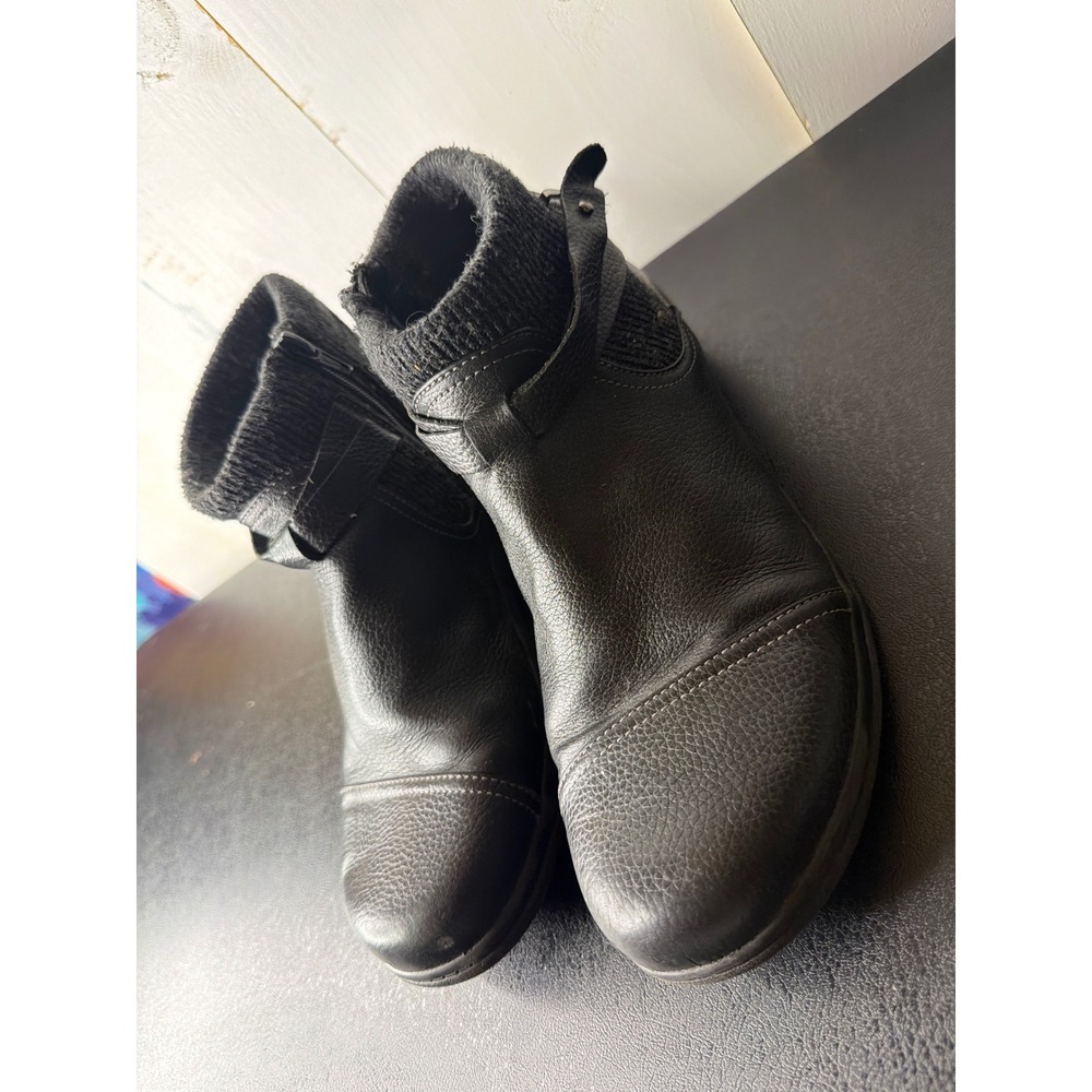 Clarks Cheyn Kisha Womens Black Leather Knit Collar Ankle Boots Size 10M